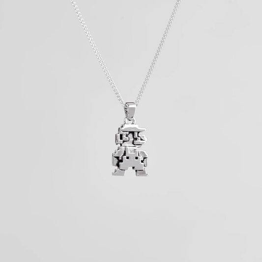 Mario Bros Retro Silver Pendant V2 | Super Mario Jewelry