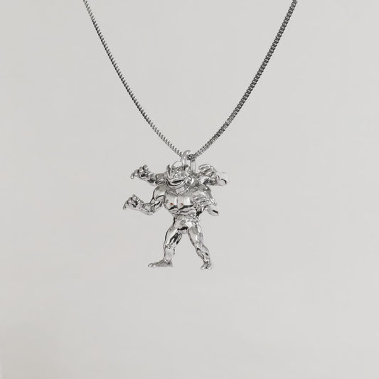 Machamp Silver Pendant | Pokemon Jewelry