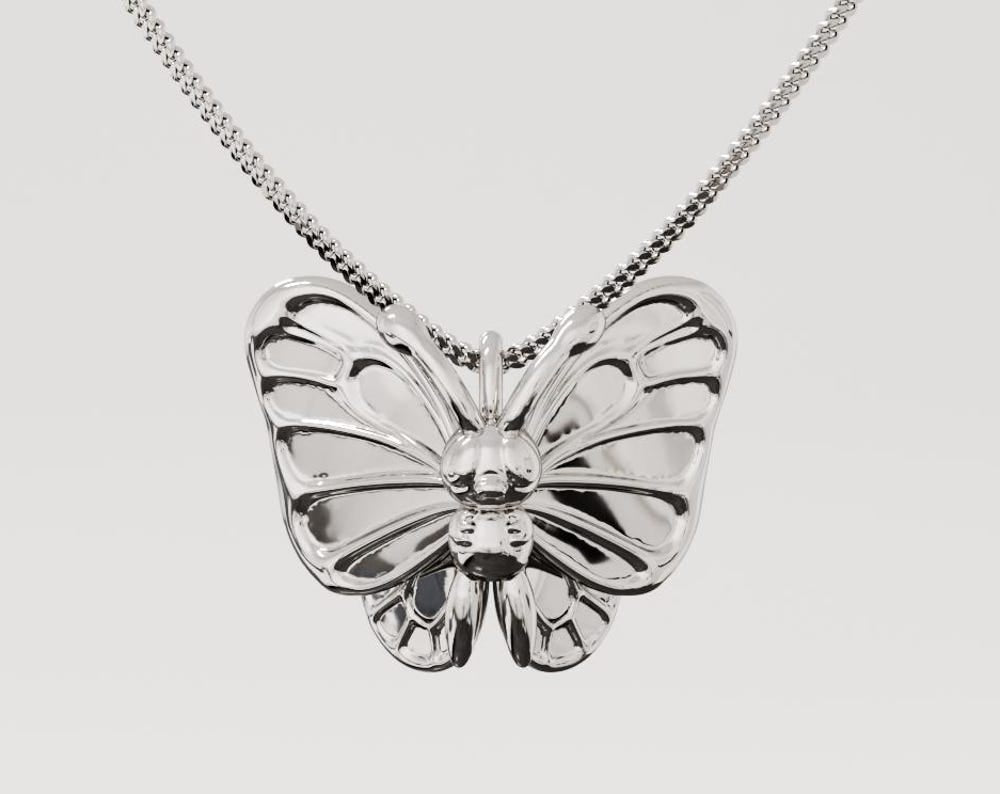Butterfree Silver Pendant - PKMN Jewelry - Gifts for Poke and gamer Fans