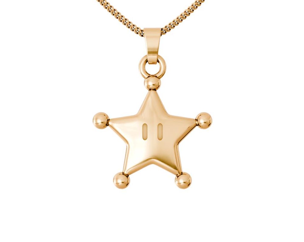 14k Gold Grand Star Pendant - Super Mario Bros Jewelry - Gold Jewelry