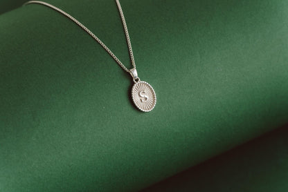 Oval Shaped Initial Silver Pendant - Customized Initial Jewelry