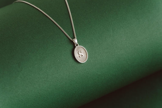 Oval Shaped Initial Silver Pendant | Customized Initial Jewelry