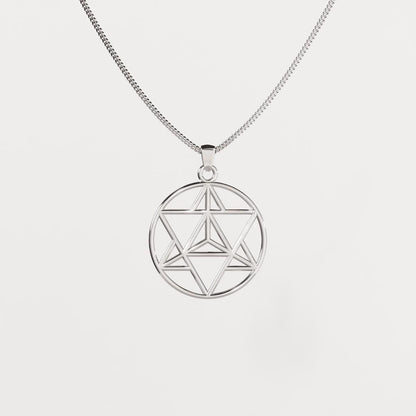 Tetrahedron Silver Pendant - Geometric Jewelry