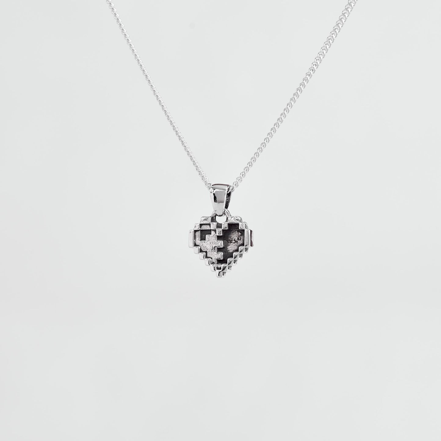 Heart Container Pixel Silver Pendant - Zelda Jewelry