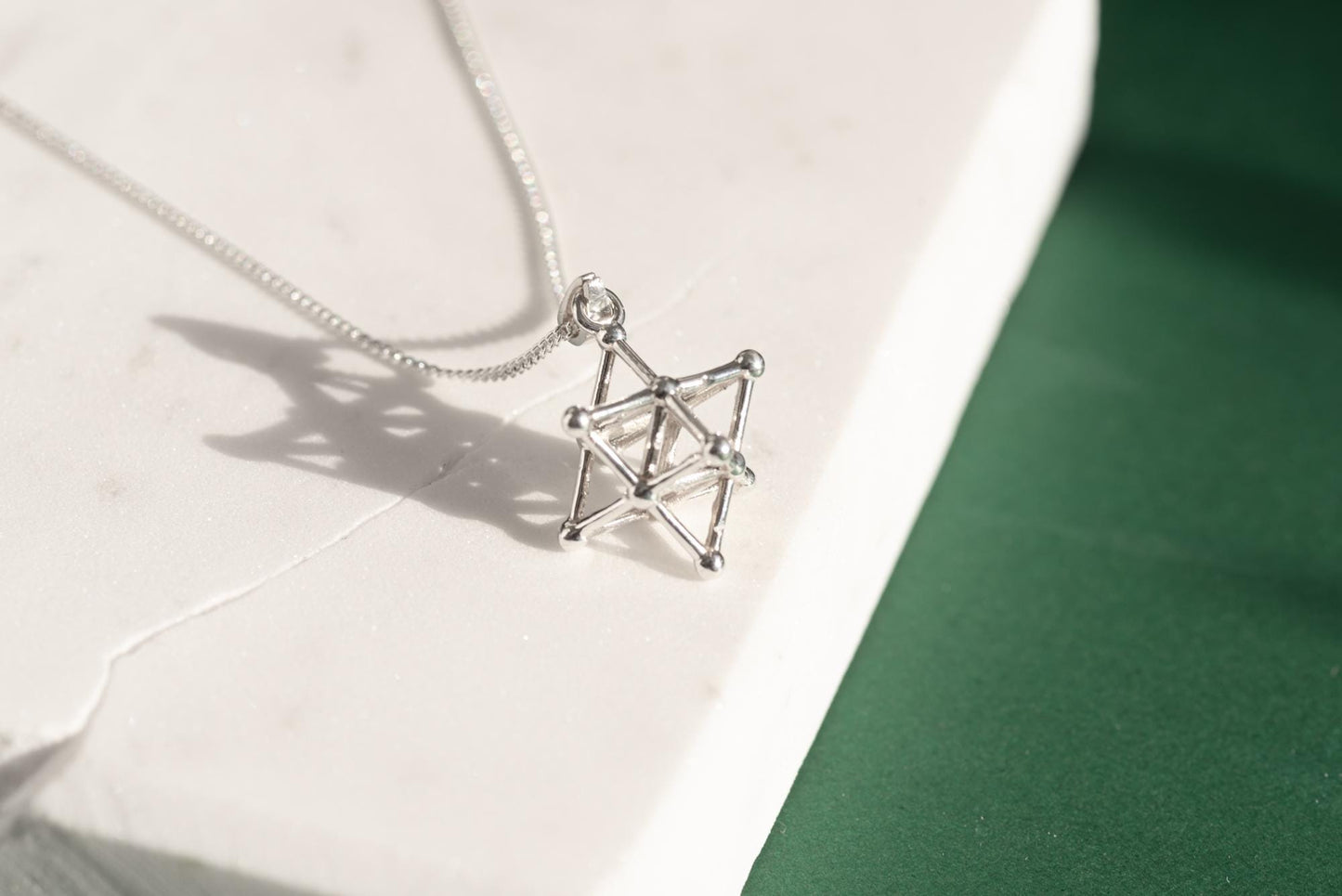 Tetrahedron Silver Pendant - Geometric Jewelry