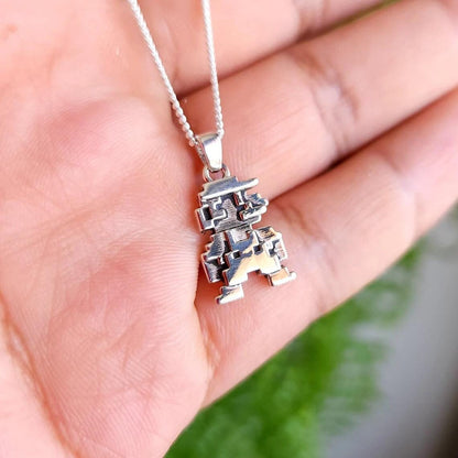 Mario Bros Retro Silver Pendant - Super Mario Jewelry