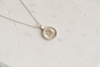 Circle Shaped Initial Silver Pendant - Customized Initial Jewelry