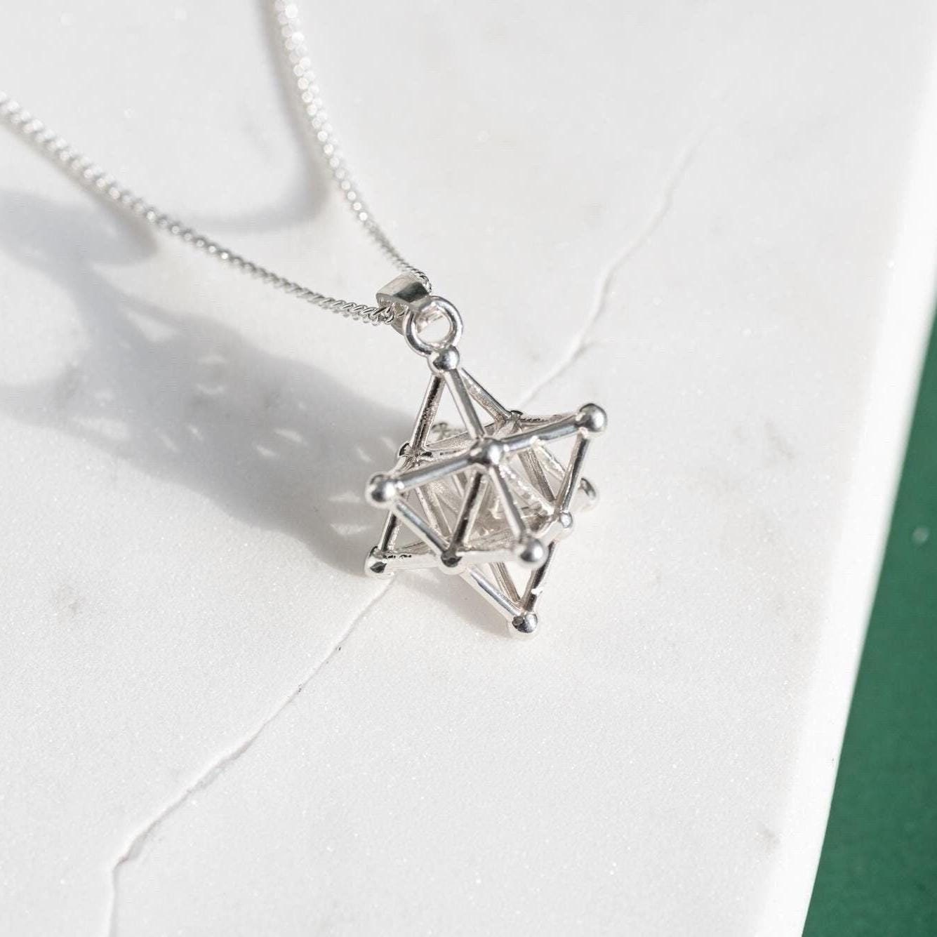 Tetrahedron Silver Pendant - Geometric Jewelry