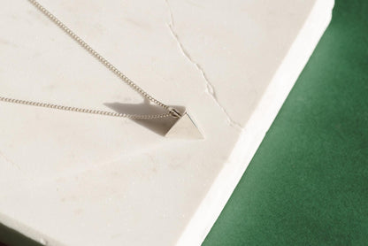 Tetrahedron Silver Pendant - Geometric Jewelry