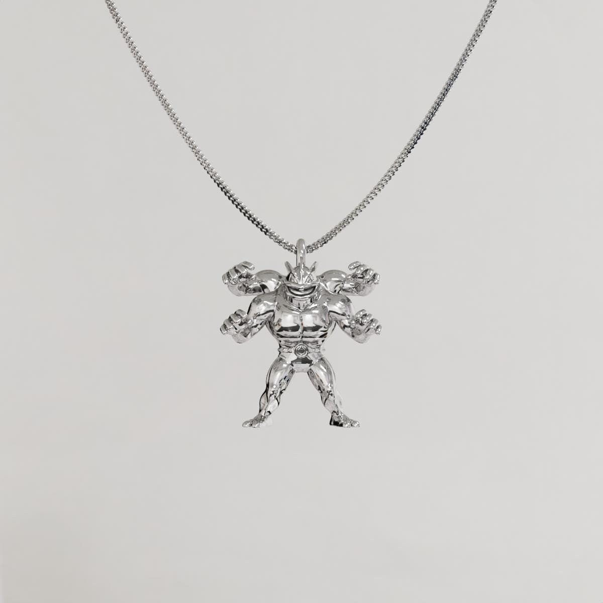 Machamp Silver Pendant - Pokemon Jewelry