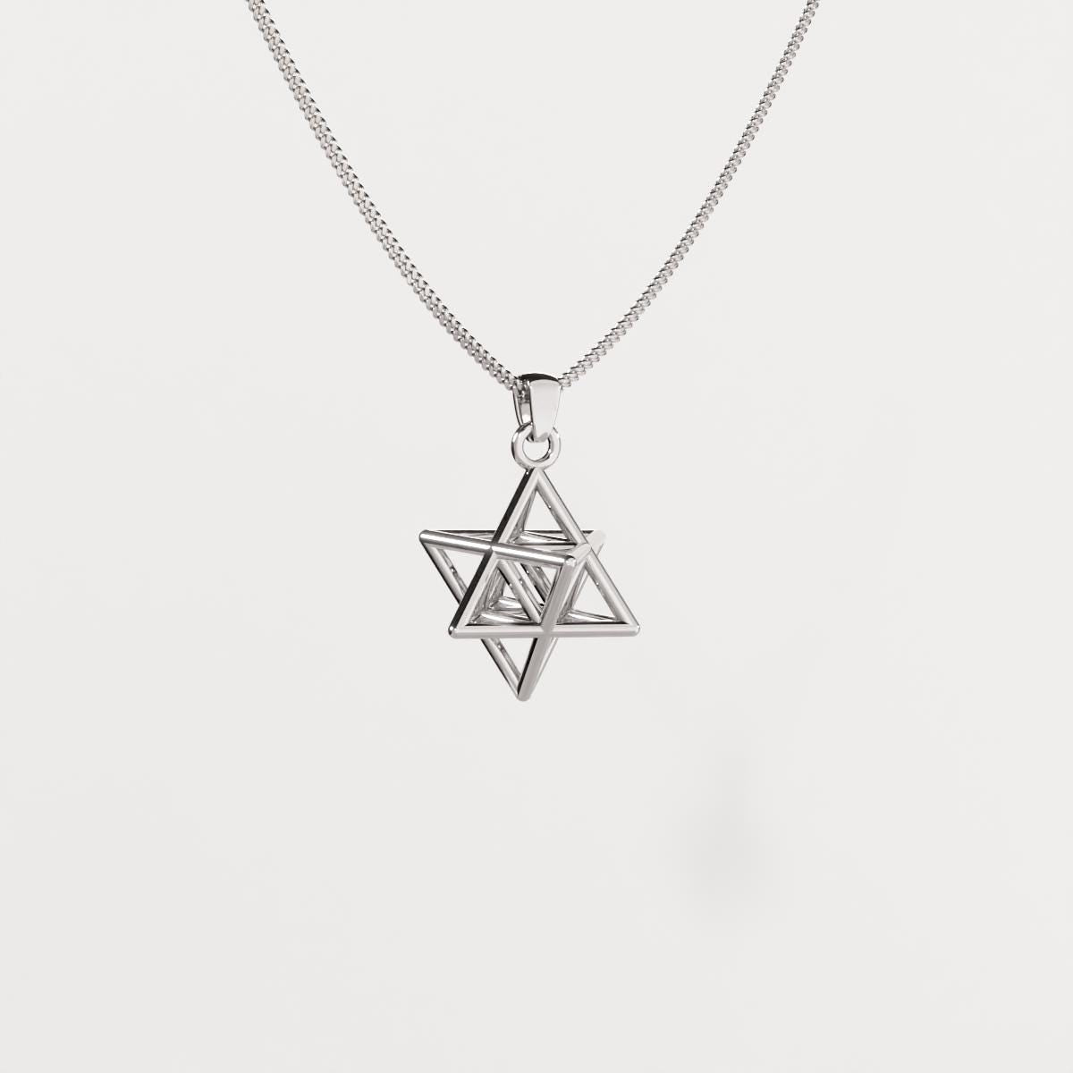Tetrahedron Silver Pendant - Geometric Jewelry