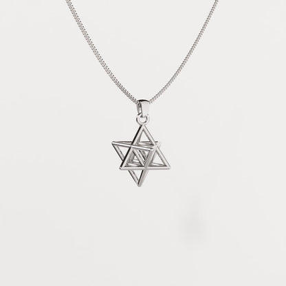 Tetrahedron Silver Pendant - Geometric Jewelry