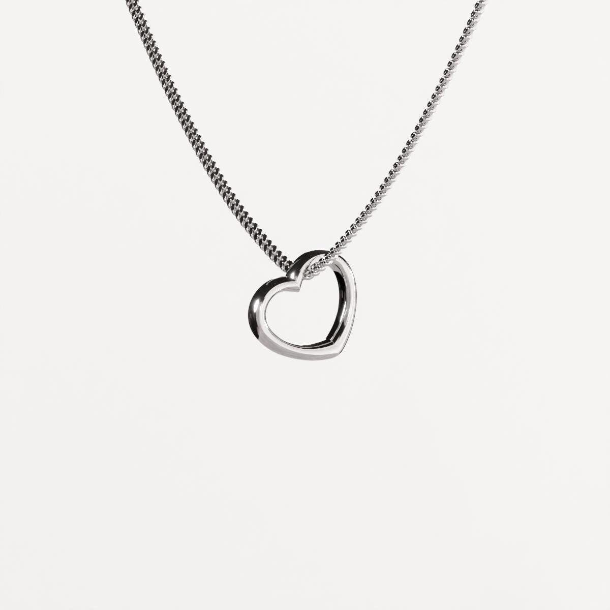 Open Heart Silver Pendant - Minimalist Jewelry