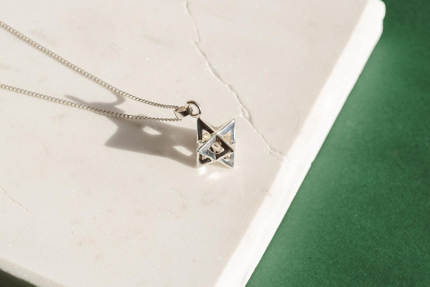 Tetrahedron Silver Pendant - Geometric Jewelry