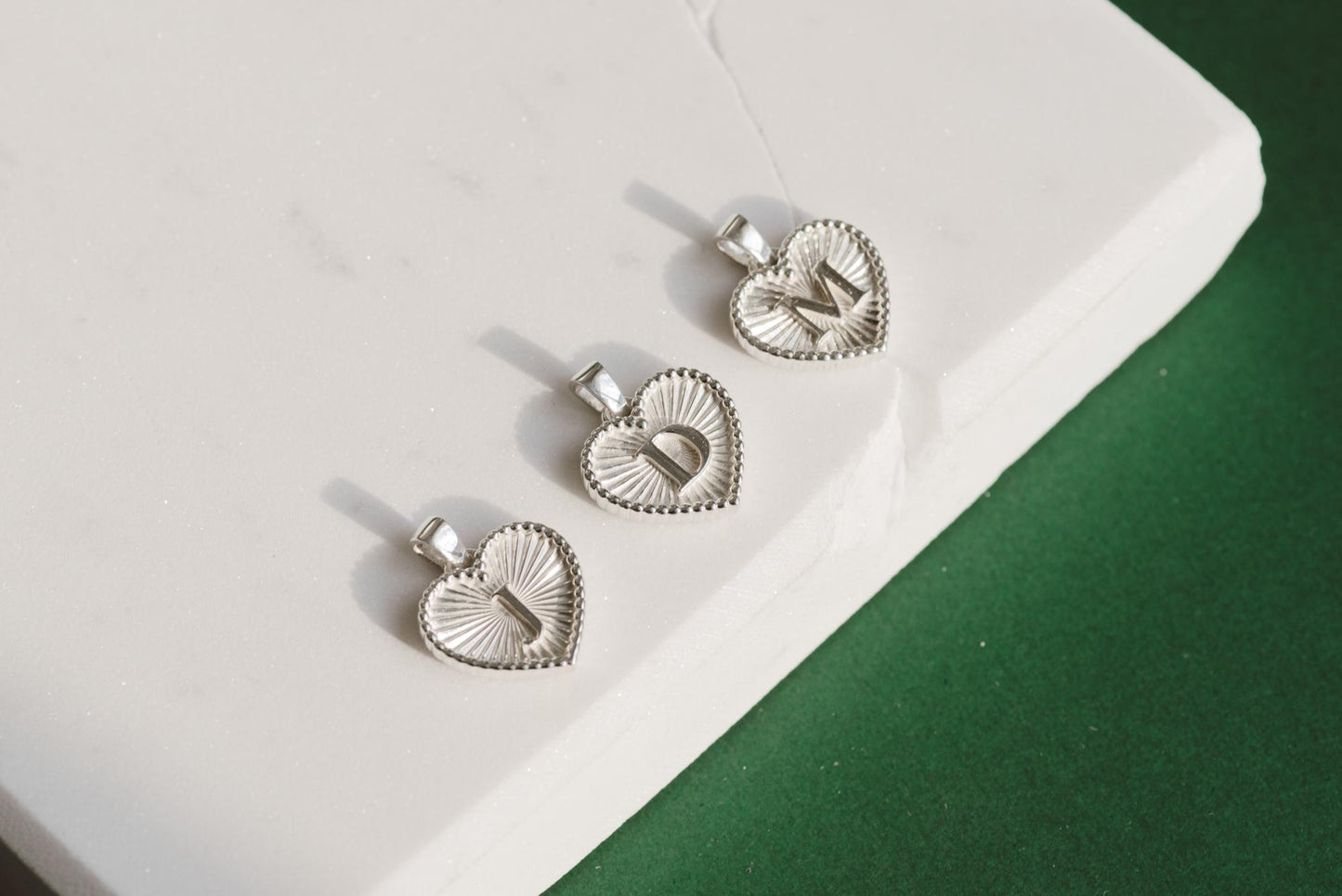 Heart Shaped Initial Silver Pendant - Customized Initial Jewelry