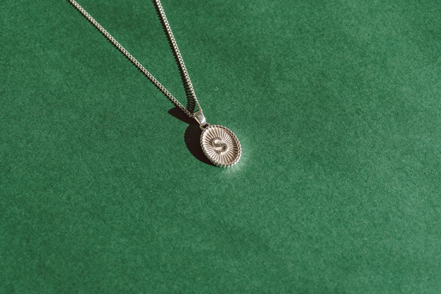 Oval Shaped Initial Silver Pendant - Customized Initial Jewelry