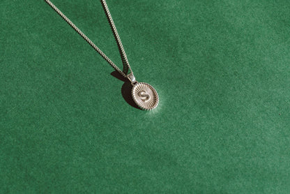 Oval Shaped Initial Silver Pendant - Customized Initial Jewelry