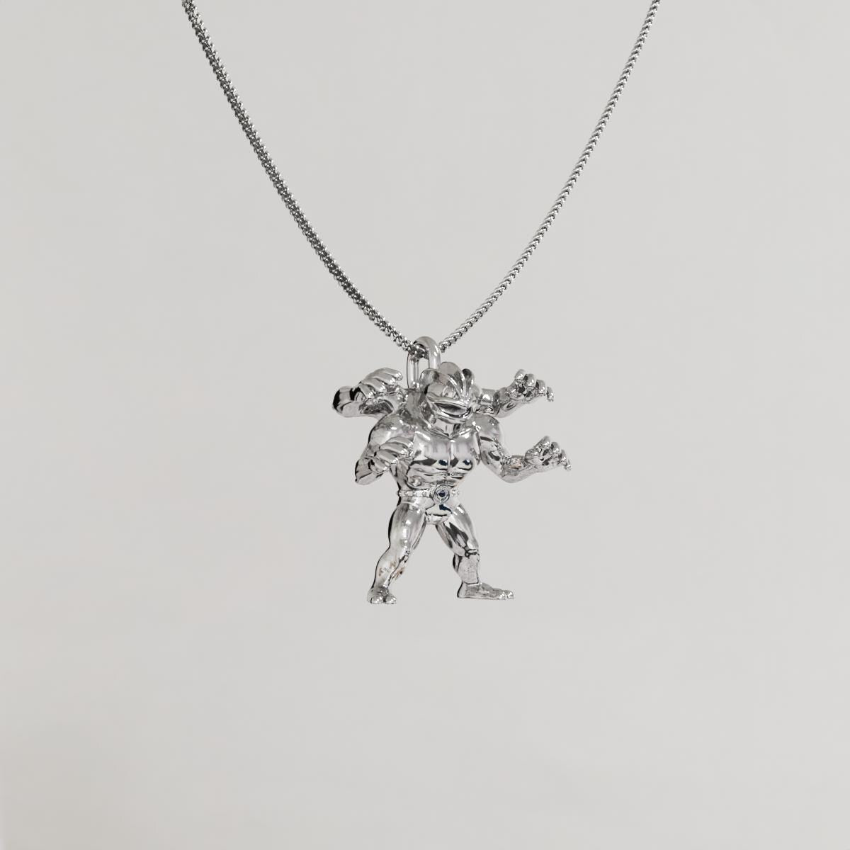 Machamp Silver Pendant - Pokemon Jewelry