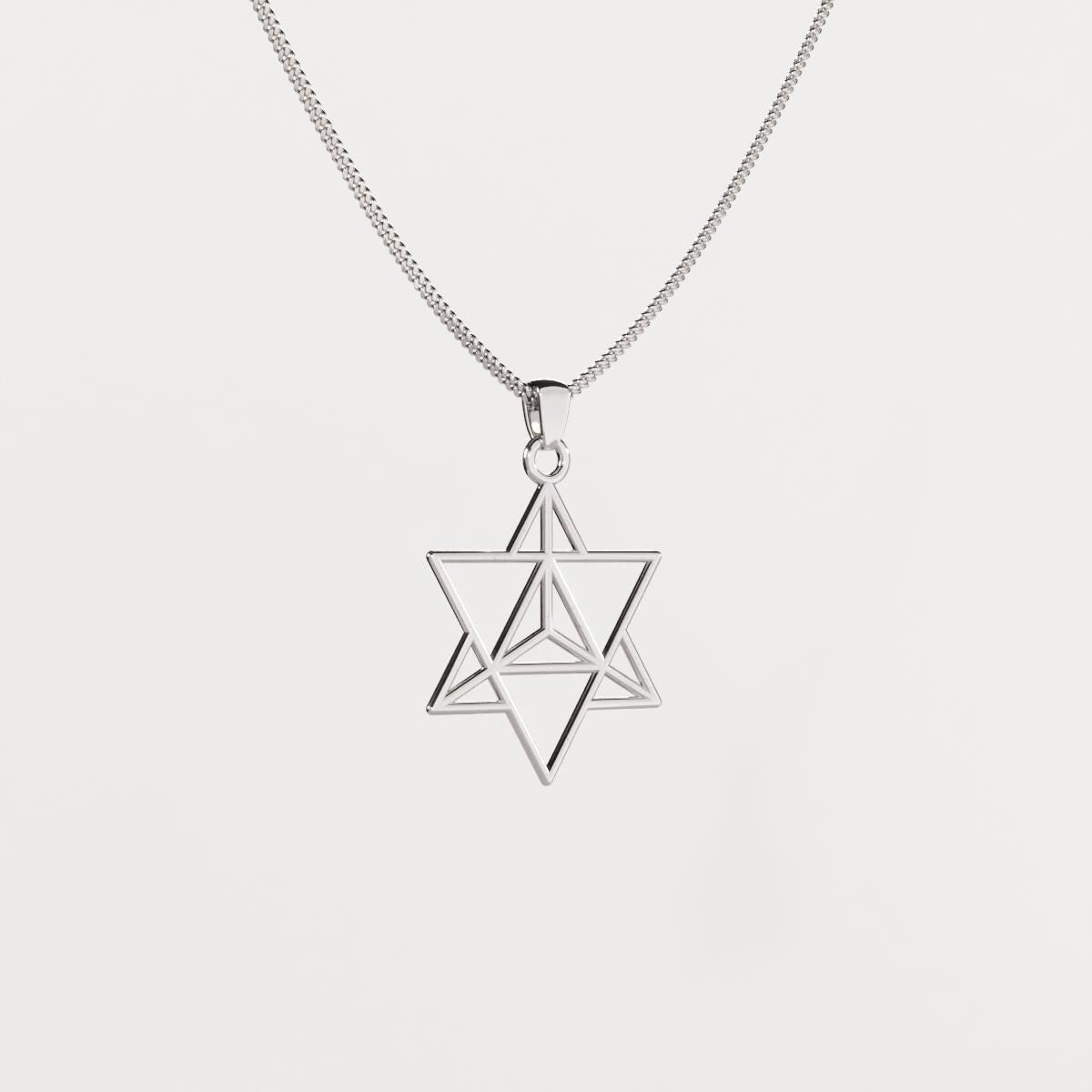 Tetrahedron Silver Pendant - Geometric Jewelry