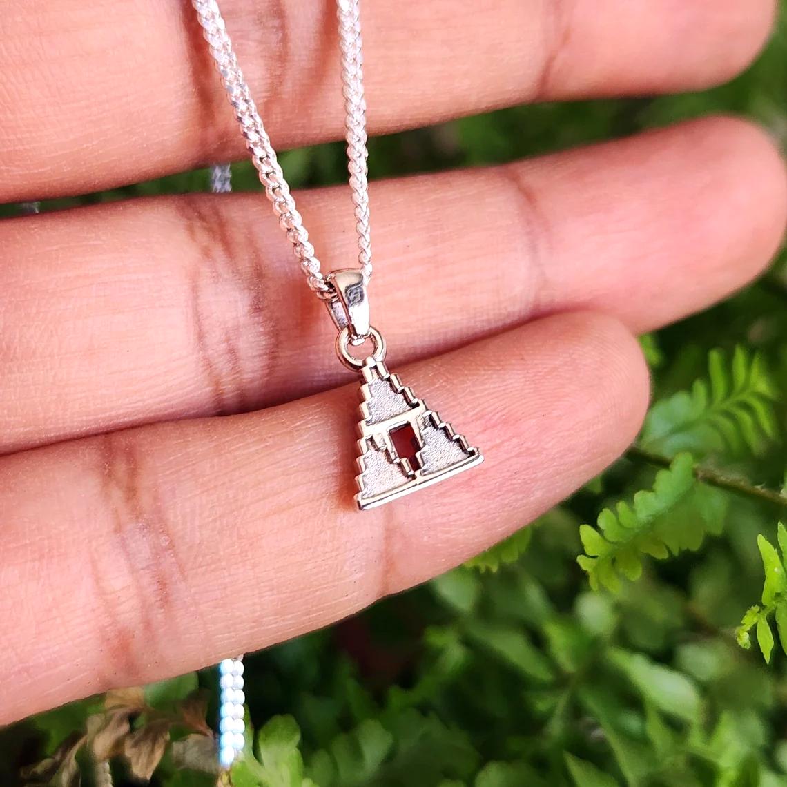 Triforce Pixel Silver Pendant - Zelda Jewelry