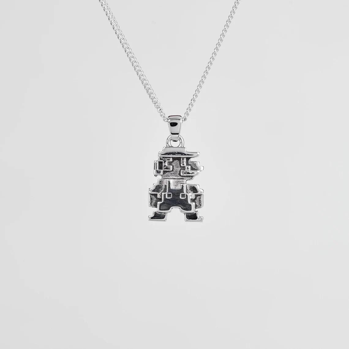 Mario Bros Retro Silver Pendant - Super Mario Jewelry
