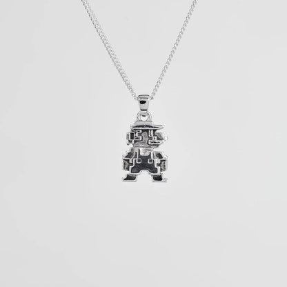 Mario Bros Retro Silver Pendant - Super Mario Jewelry