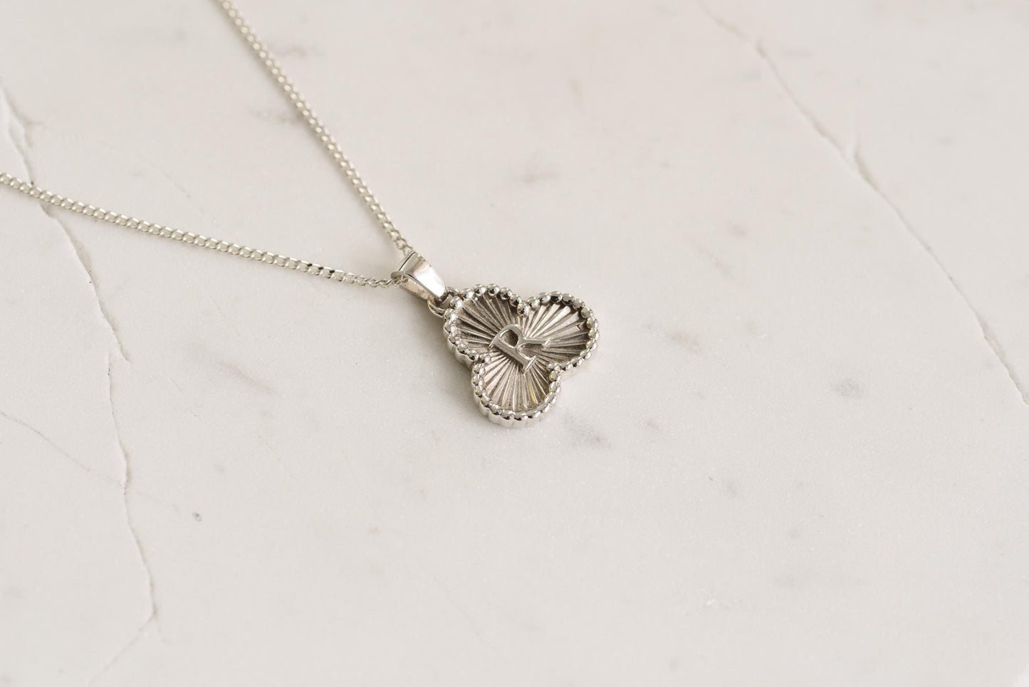 Trefoil Shaped Initial Silver Pendant - Customized Initial Jewelry