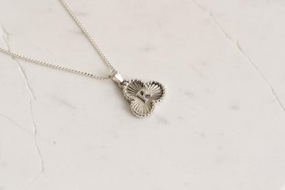 Trefoil Shaped Initial Silver Pendant - Customized Initial Jewelry