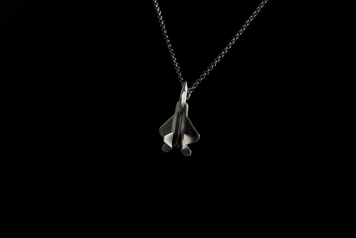 F-22 Silver Pendant - Aircraft Jewelry