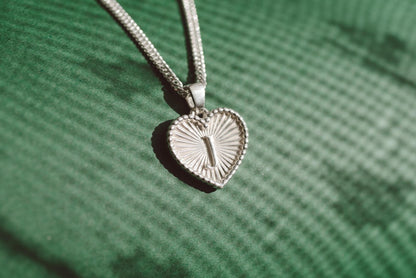 Heart Shaped Initial Silver Pendant - Customized Initial Jewelry