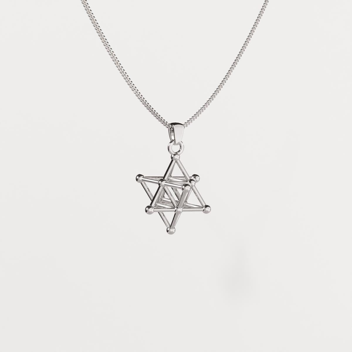 Tetrahedron Silver Pendant - Geometric Jewelry
