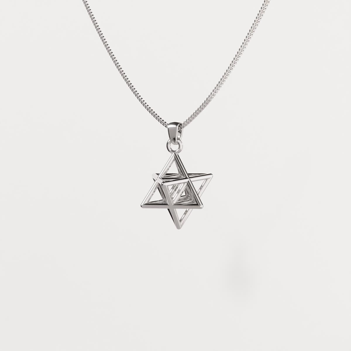 Tetrahedron Silver Pendant - Geometric Jewelry