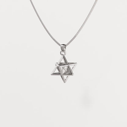 Tetrahedron Silver Pendant - Geometric Jewelry