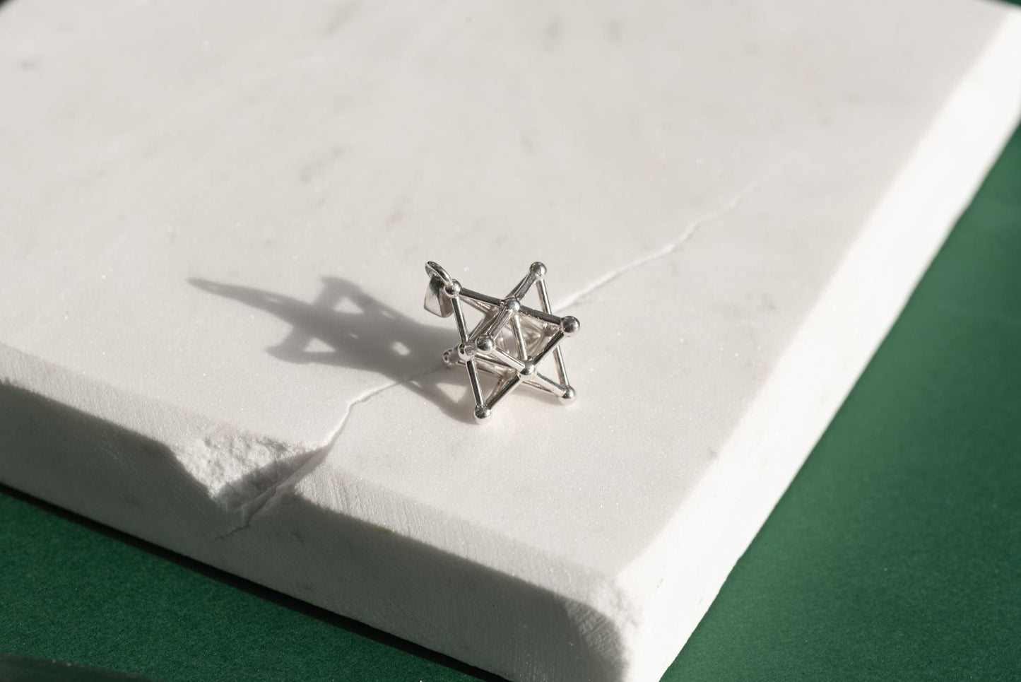 Tetrahedron Silver Pendant - Geometric Jewelry