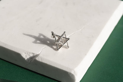 Tetrahedron Silver Pendant - Geometric Jewelry