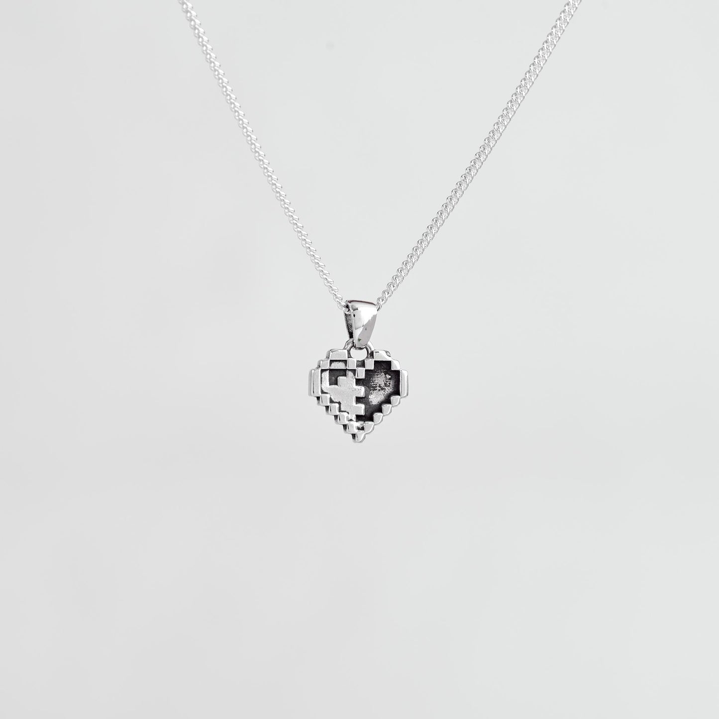Heart Container Pixel Silver Pendant - Zelda Jewelry