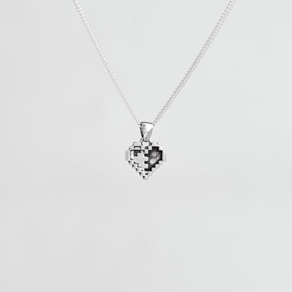 Heart Container Pixel Silver Pendant - Zelda Jewelry