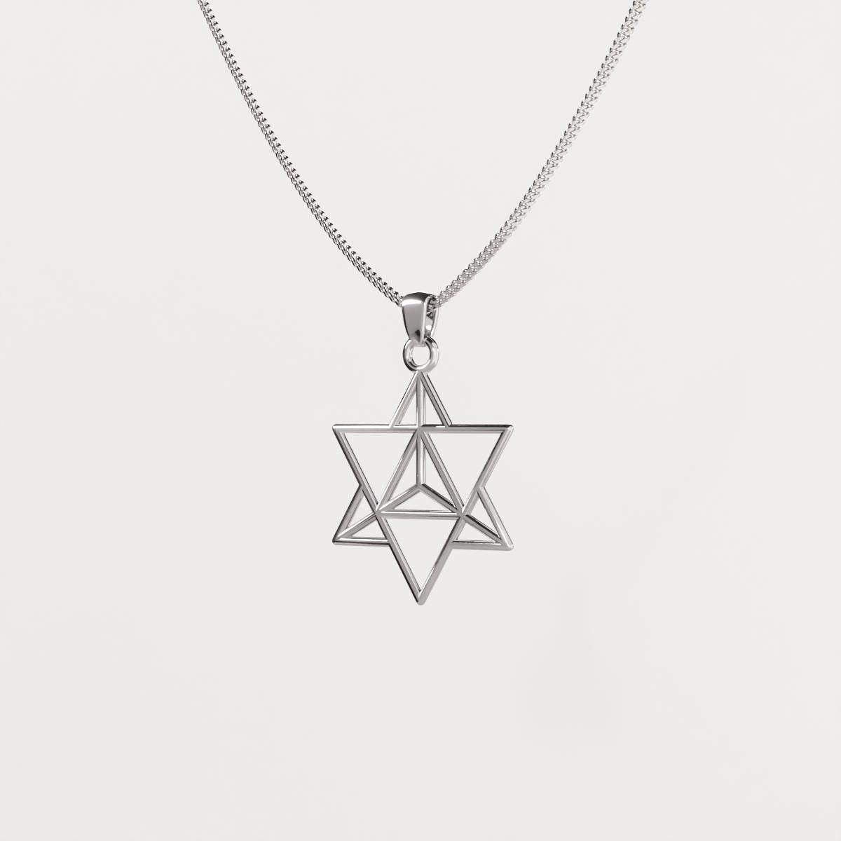 Tetrahedron Silver Pendant - Geometric Jewelry