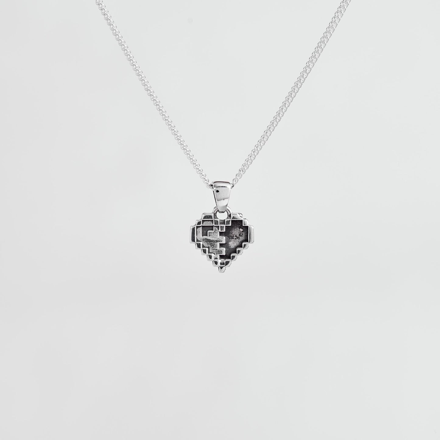 Heart Container Pixel Silver Pendant - Zelda Jewelry