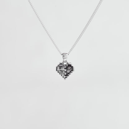 Heart Container Pixel Silver Pendant - Zelda Jewelry