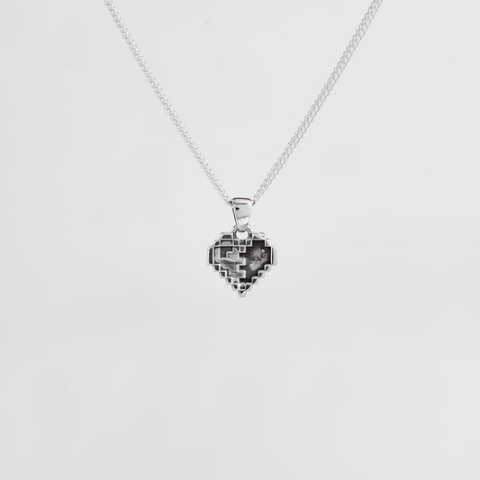 Heart Container Pixel Silver Pendant | Zelda Jewelry