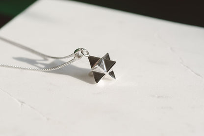 Tetrahedron 2 Silver Pendant - Geometric Jewelry