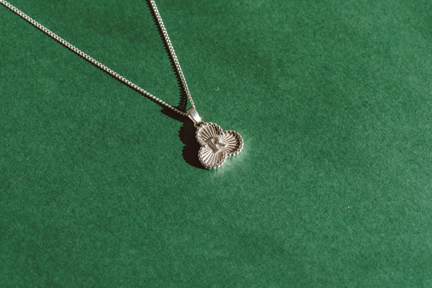 Trefoil Shaped Initial Silver Pendant - Customized Initial Jewelry
