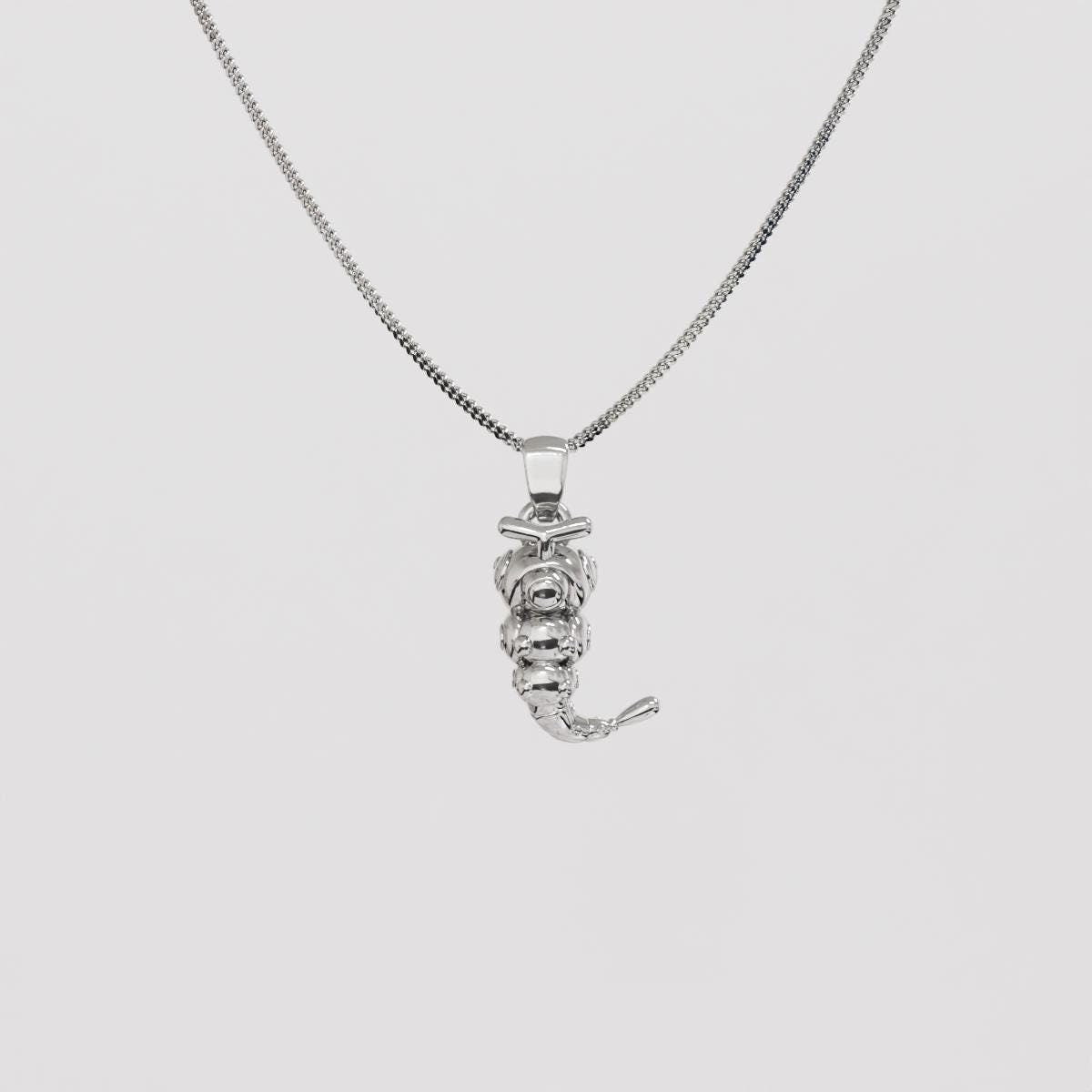 Caterpie Silver Pendant - Pokemon Jewelry