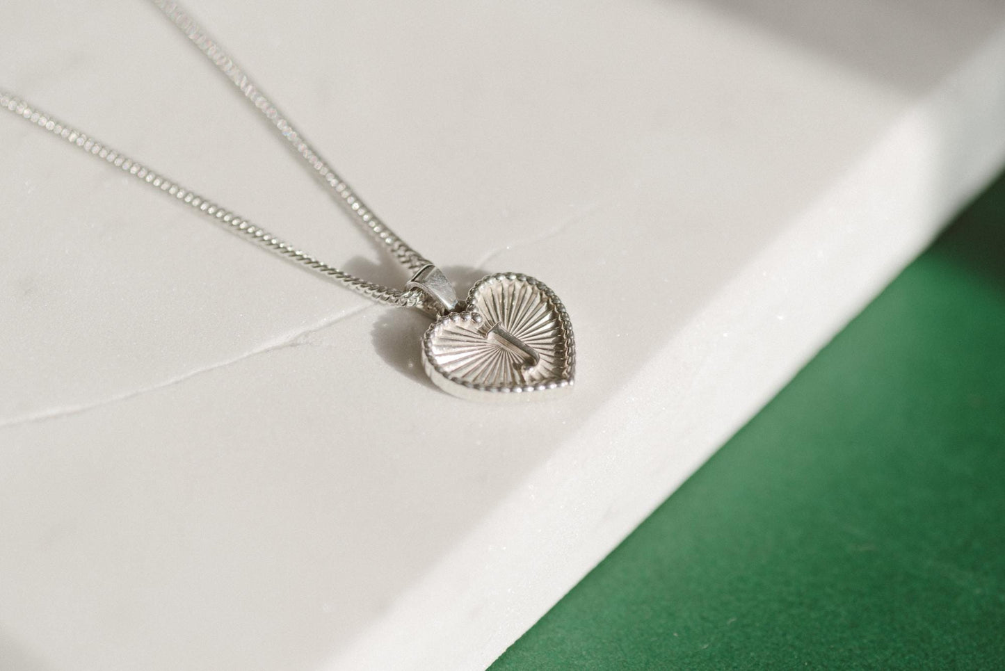 Heart Shaped Initial Silver Pendant - Customized Initial Jewelry