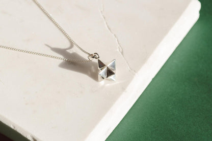 Tetrahedron 2 Silver Pendant - Geometric Jewelry