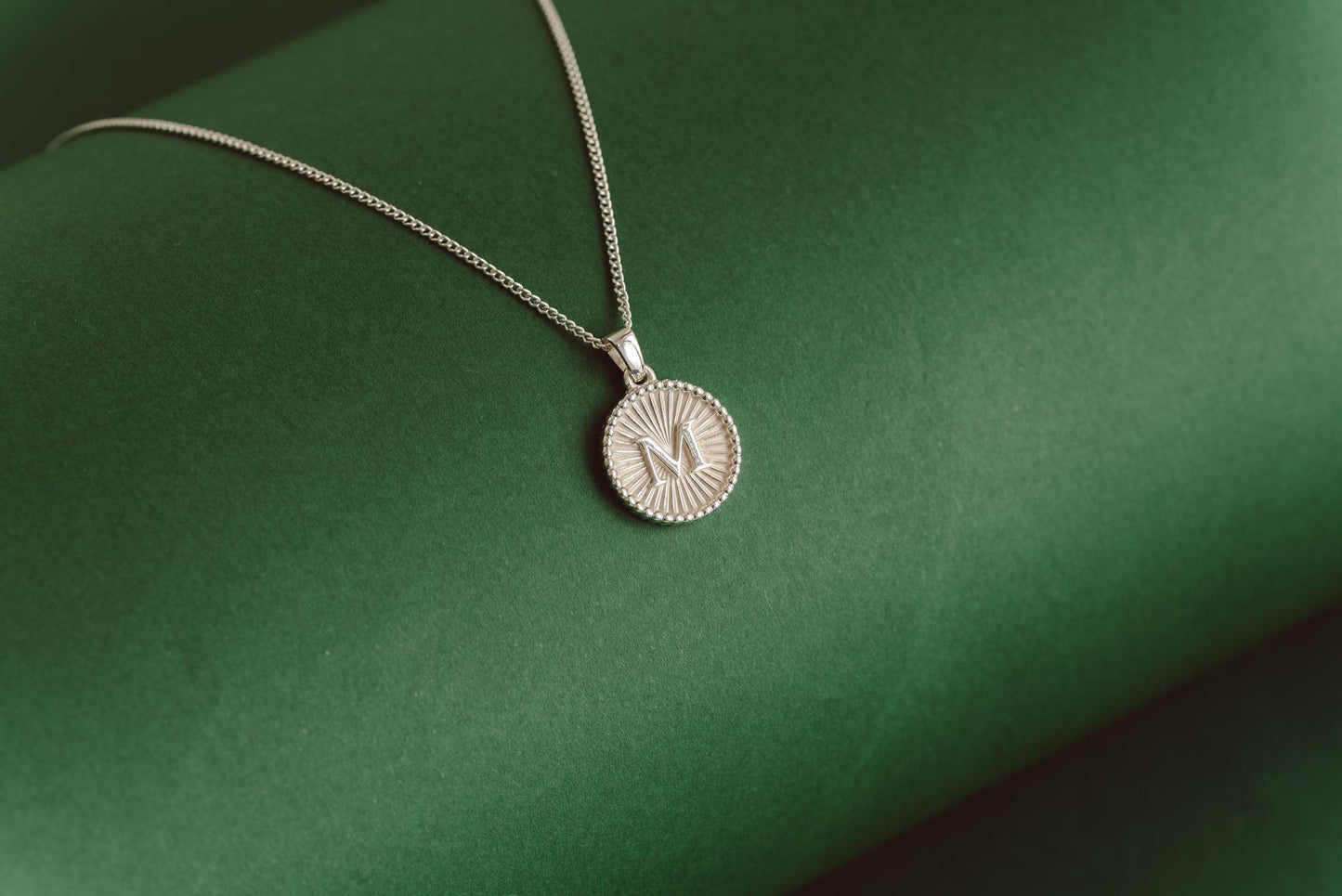 Circle Shaped Initial Silver Pendant - Customized Initial Jewelry