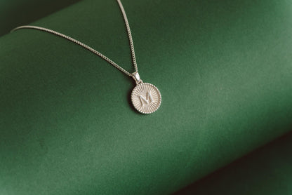 Circle Shaped Initial Silver Pendant - Customized Initial Jewelry