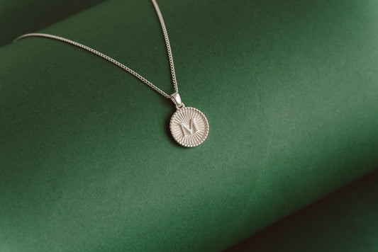 Circle Shaped Initial Silver Pendant | Customized Initial Jewelry