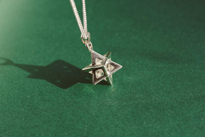 Tetrahedron Silver Pendant - Geometric Jewelry